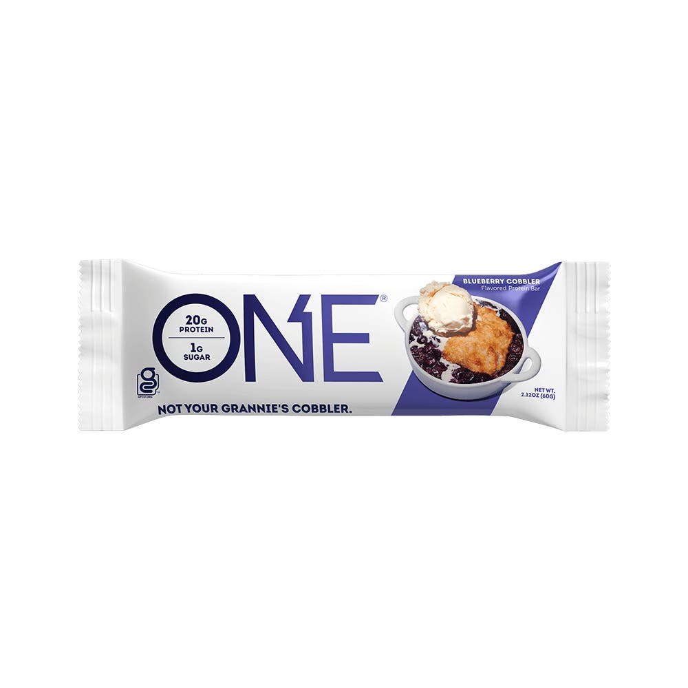 ONE BARS Blueberry Cobbler Flavored Protein Bars, 2.12 oz, 4 count box - Out of Package