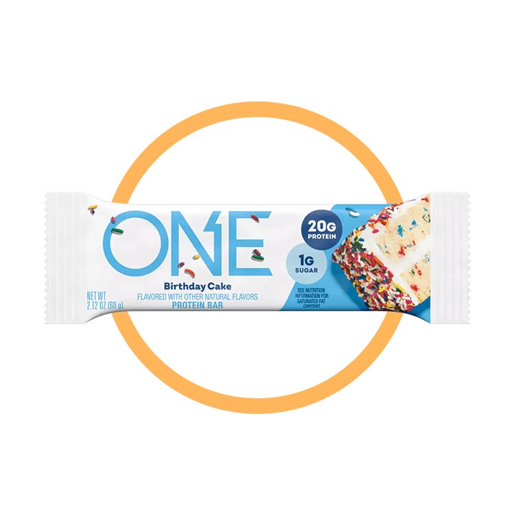 one bars birthday cake flavored protein bar