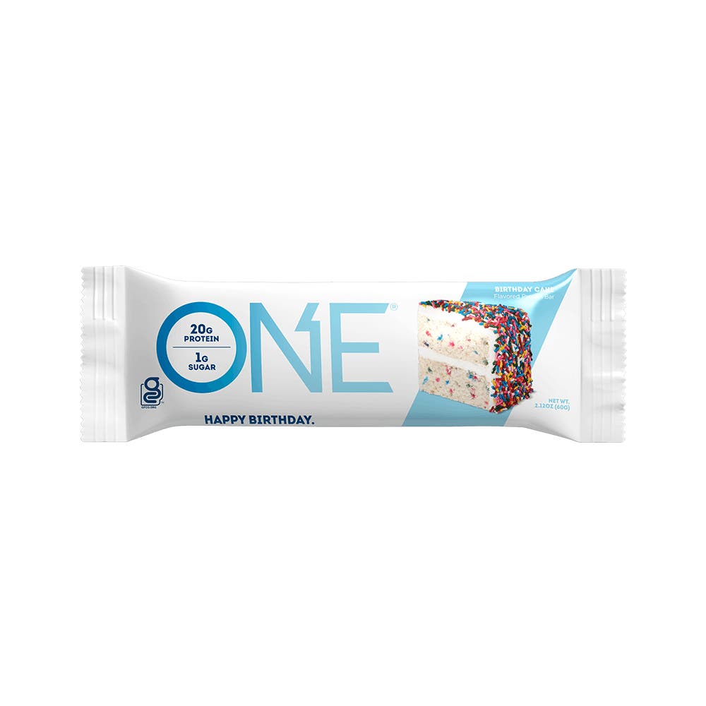 ONE BARS Birthday Cake Flavored Protein Bars, 2.12 oz, 4 count box - Out of Package