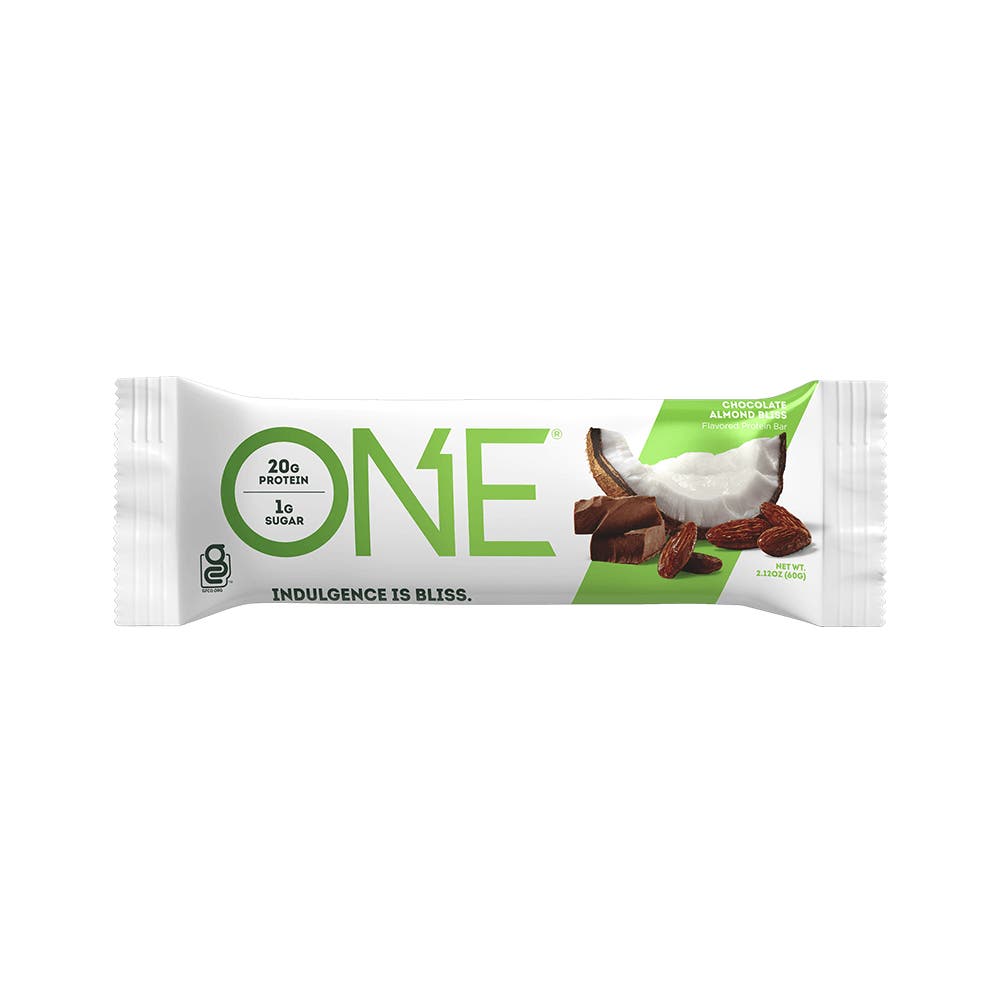 ONE BARS Chocolate Almond Bliss Flavored Protein Bars, 2.12 oz, 12 count box - Out of Package