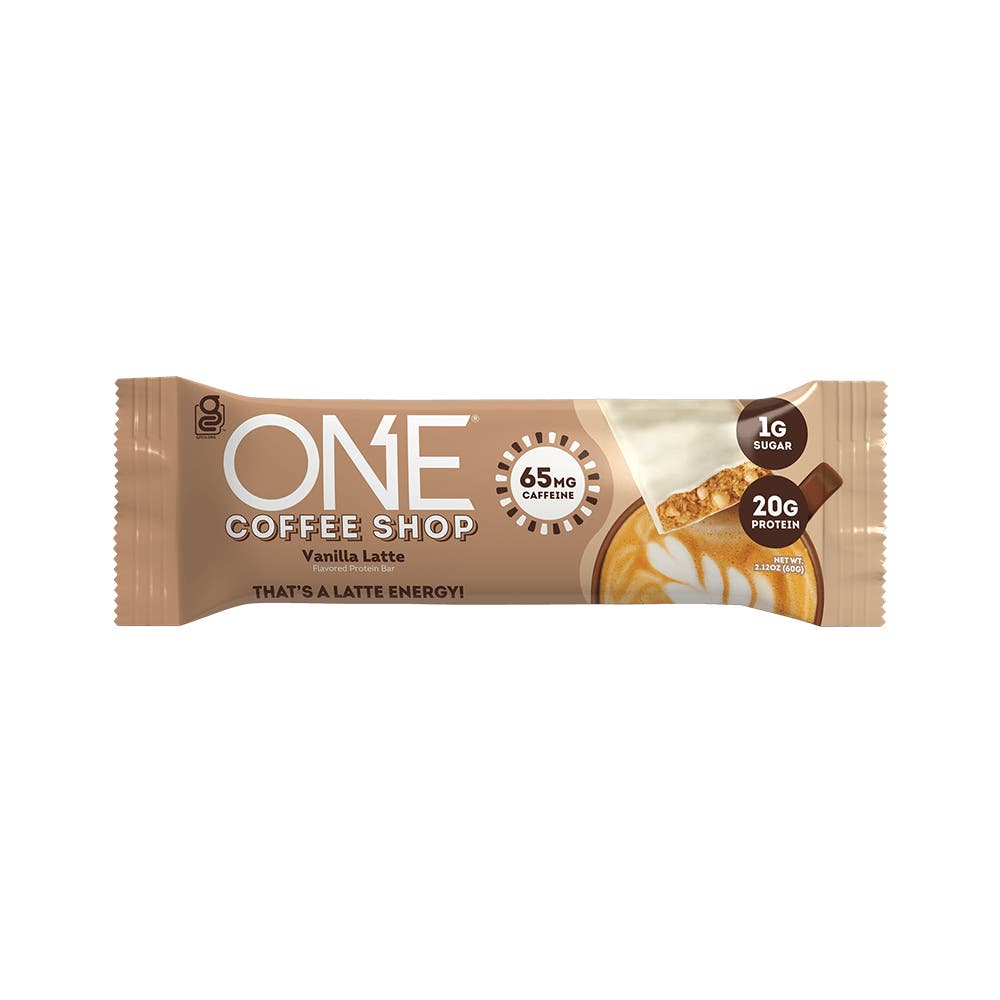 ONE COFFEE SHOP Vanilla Latte Flavored Protein Bars, 2.12 oz, 4 count box - Out of Package