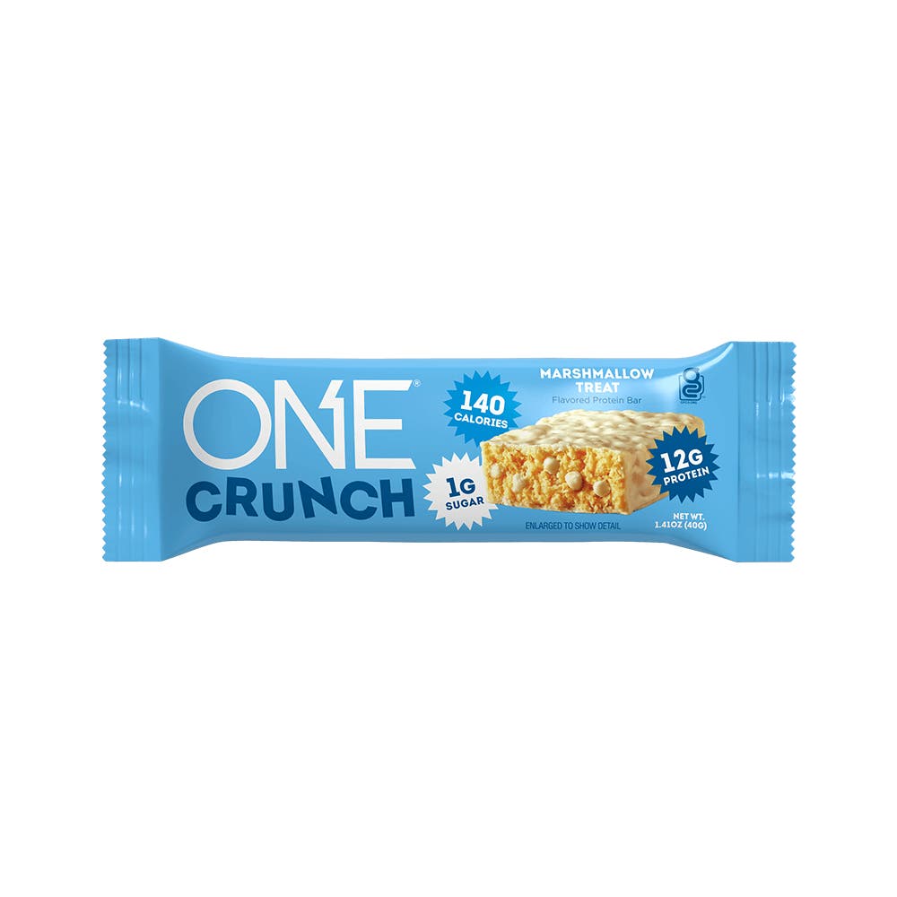 ONE CRUNCH Marshmallow Treat Flavored Protein Bar, 1.41 oz - Front of Package